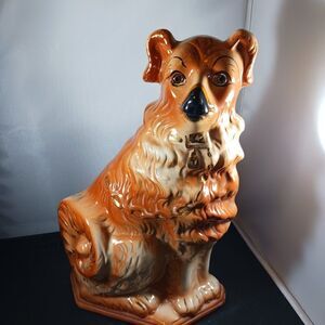 Antique Victorian Staffordshire Spaniel Wally Mantle Dogs Glass Eyes